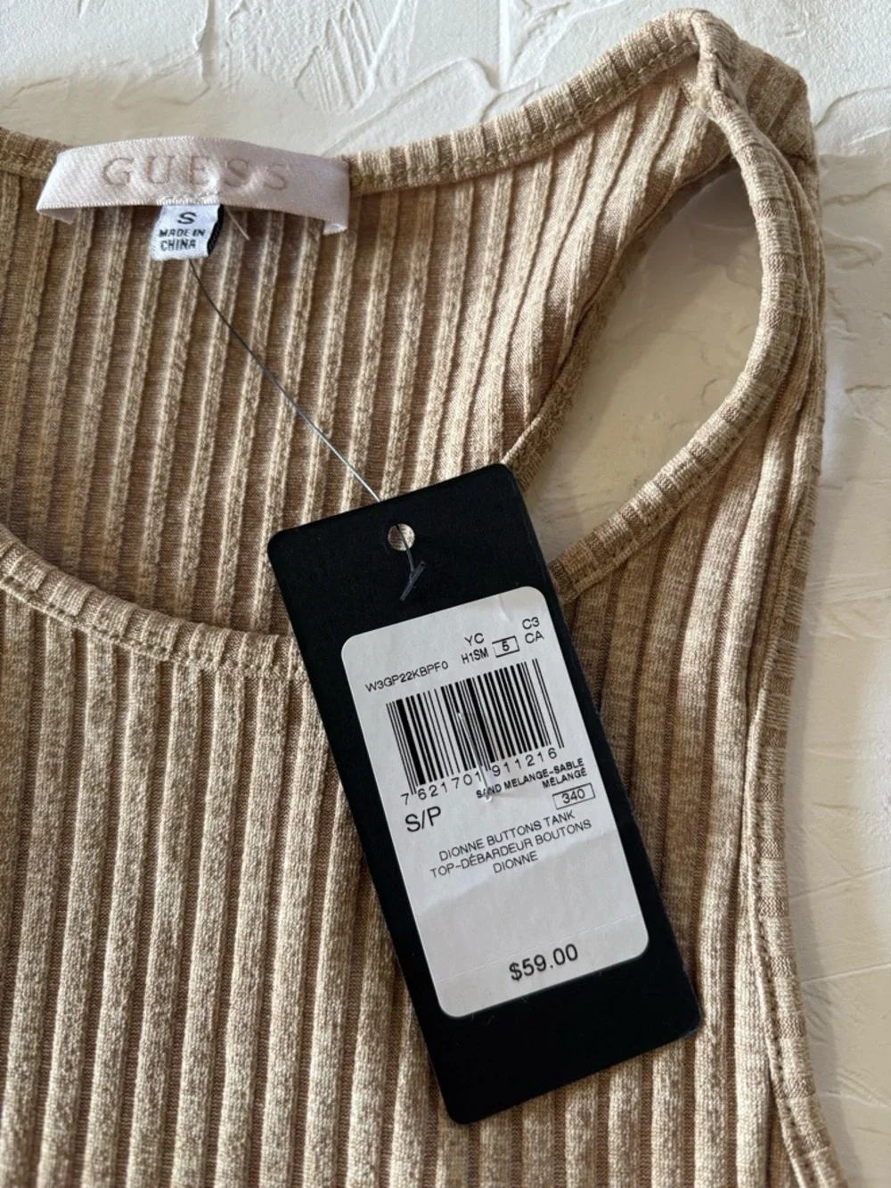 GUESS Dionne Buttons Ribbed Tank Top - Picture 4 of 10